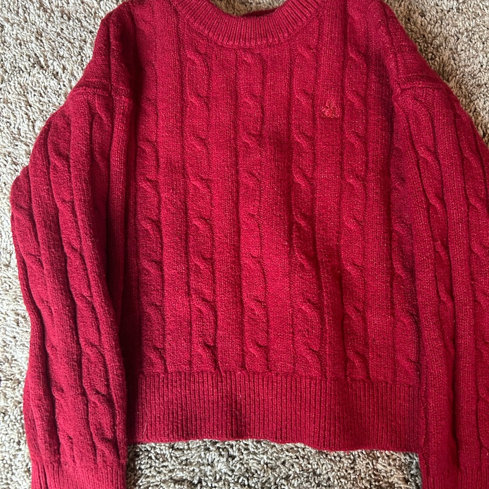 GAP Cable Knit Crew Sweater in Red